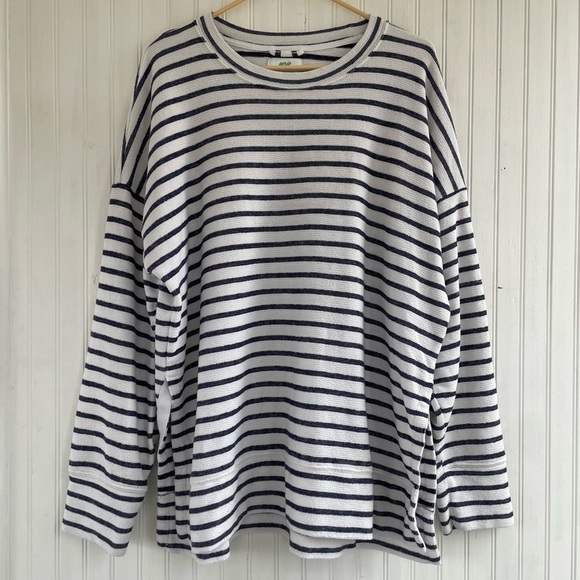 aerie Sweaters - Aerie Women's Blue White Striped Oversized Long Sleeve Sweater Size Large